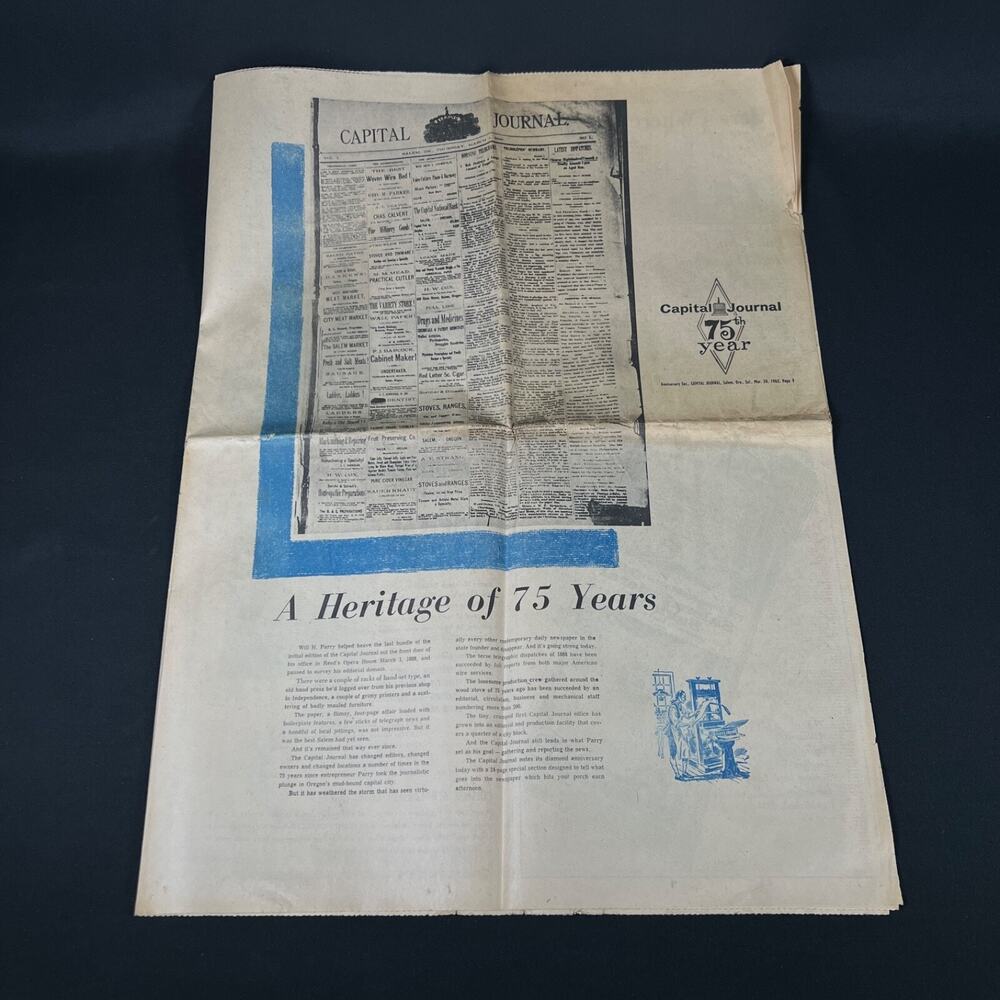 1963 mar 30 “A Heritage of 75 Years” Capital Journal newspaper vintage